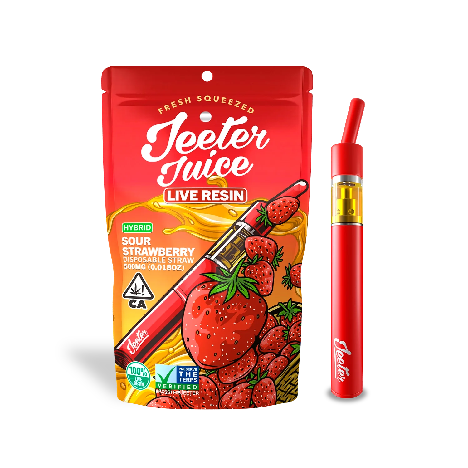 Caneta THC Jeeter Juice Sour Strawberry | Híbrido | 91,3%